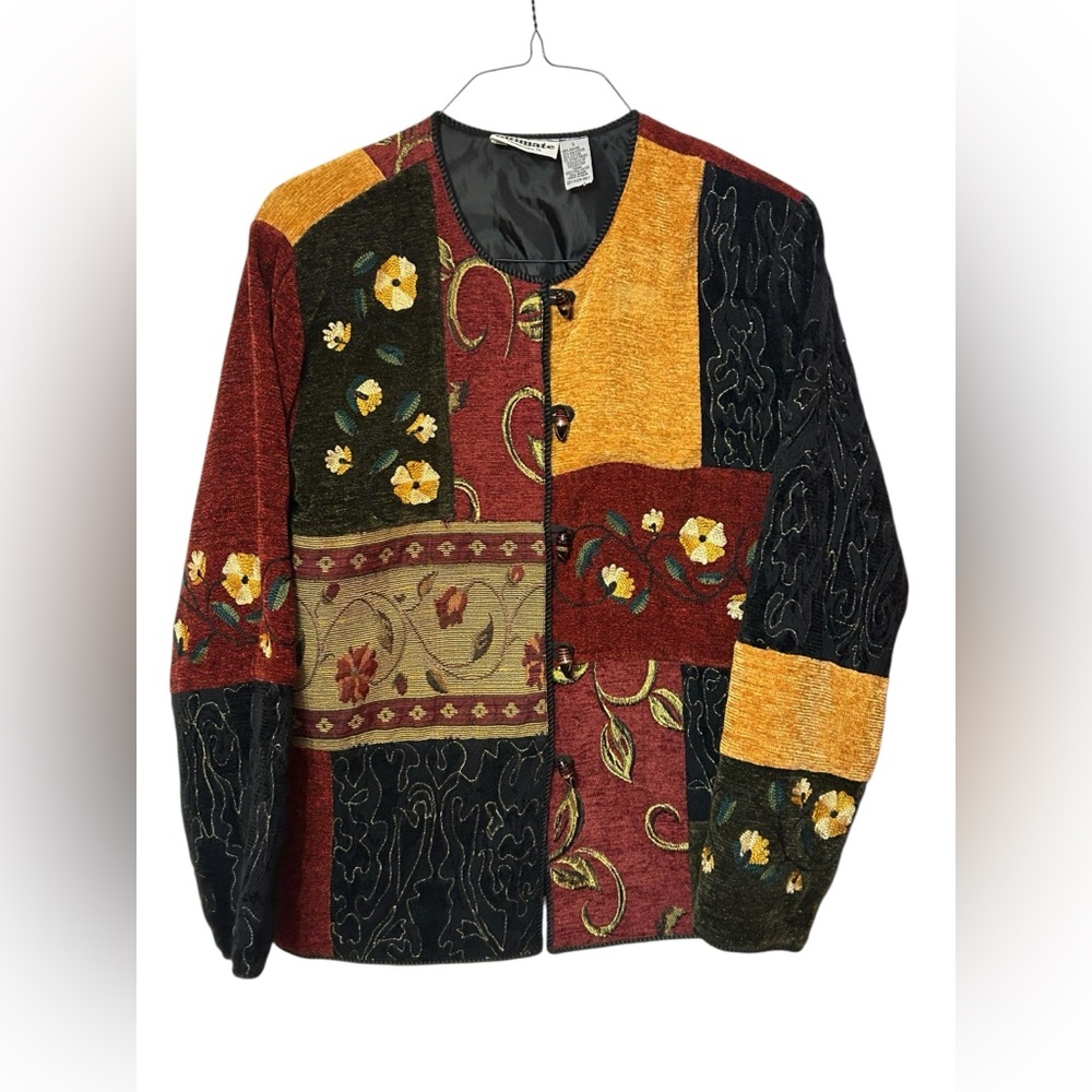 Ultimate Vintage Tapestry Jacket L | Patchwork Floral Embroidered Grandmacore - Picture 5 of 12